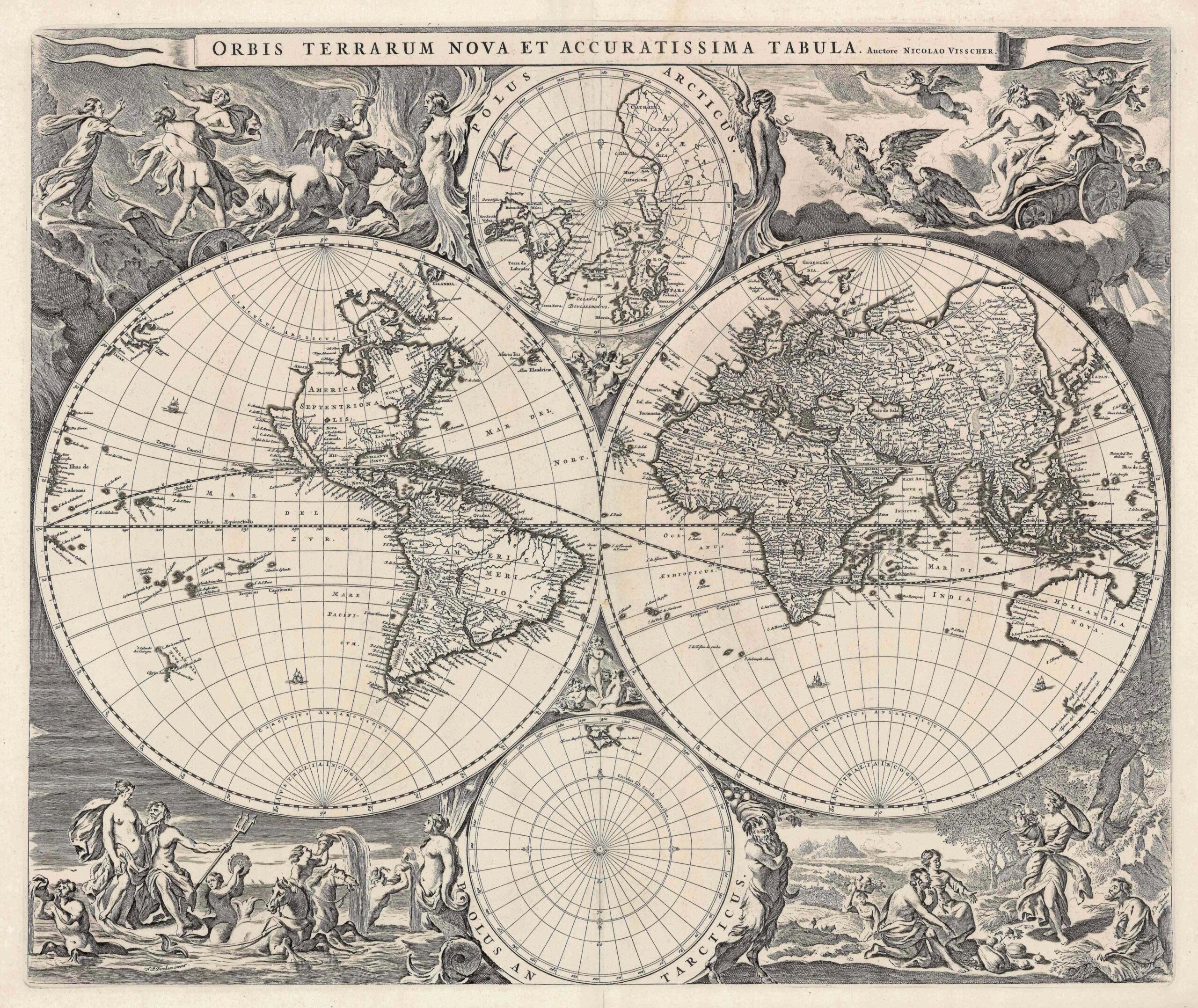 Antique World Map by N. Visscher (c.1658)