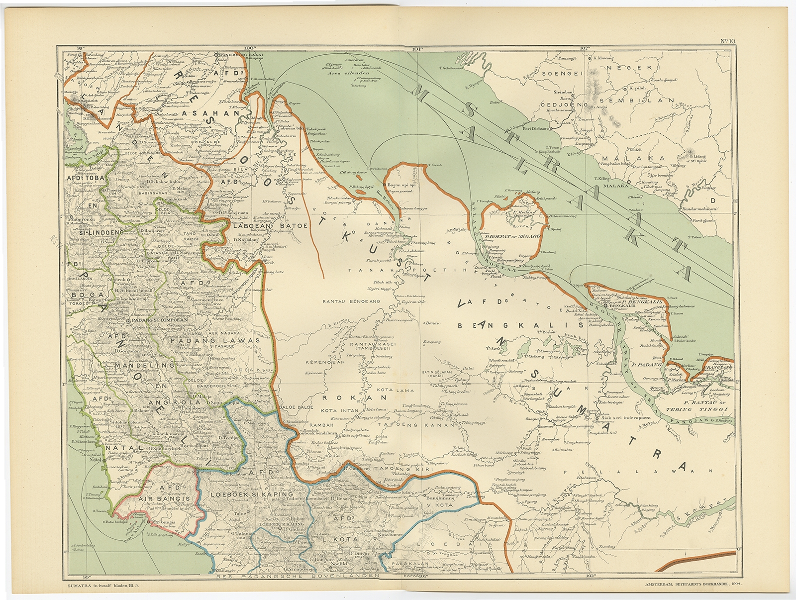 Map of the East Coast of Sumatra – Dornseiffen c.1900