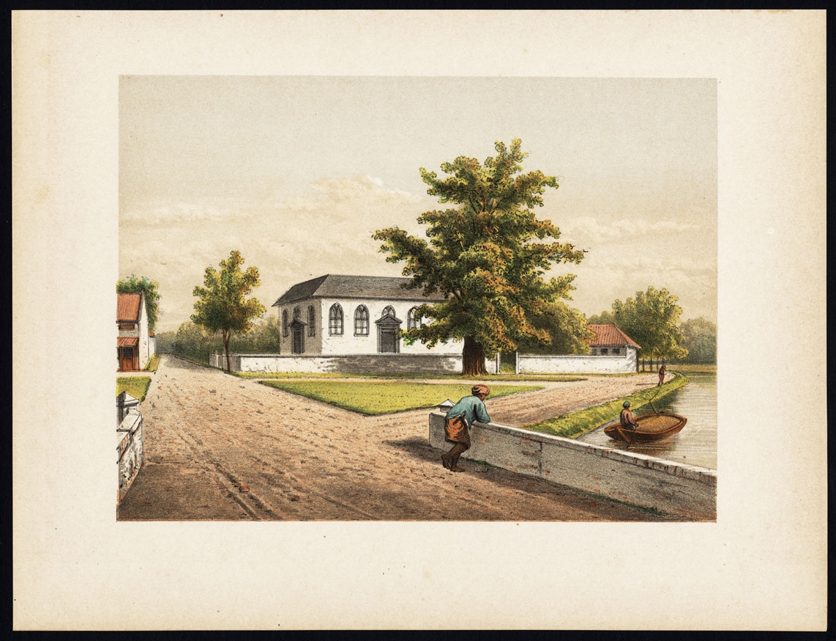 Antique Print of a Church in Batavia by Perelaer (1888)