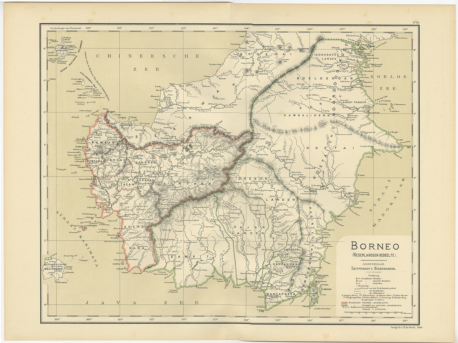 Map of Borneo – Dornseiffen c.1900