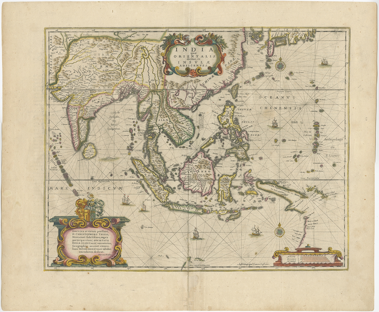 Antique Map of the East Indies by Janssonius (c.1644)