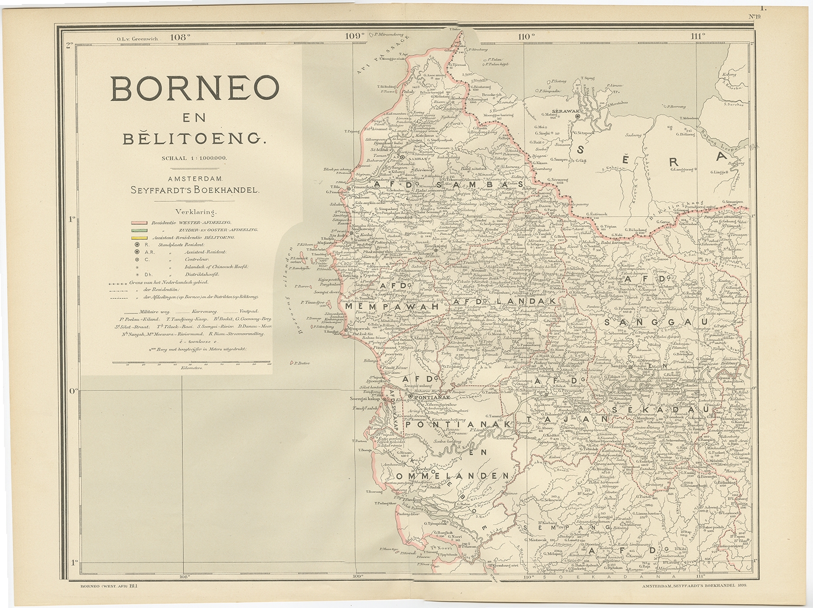 Map of West Borneo – Dornseiffen c.1900