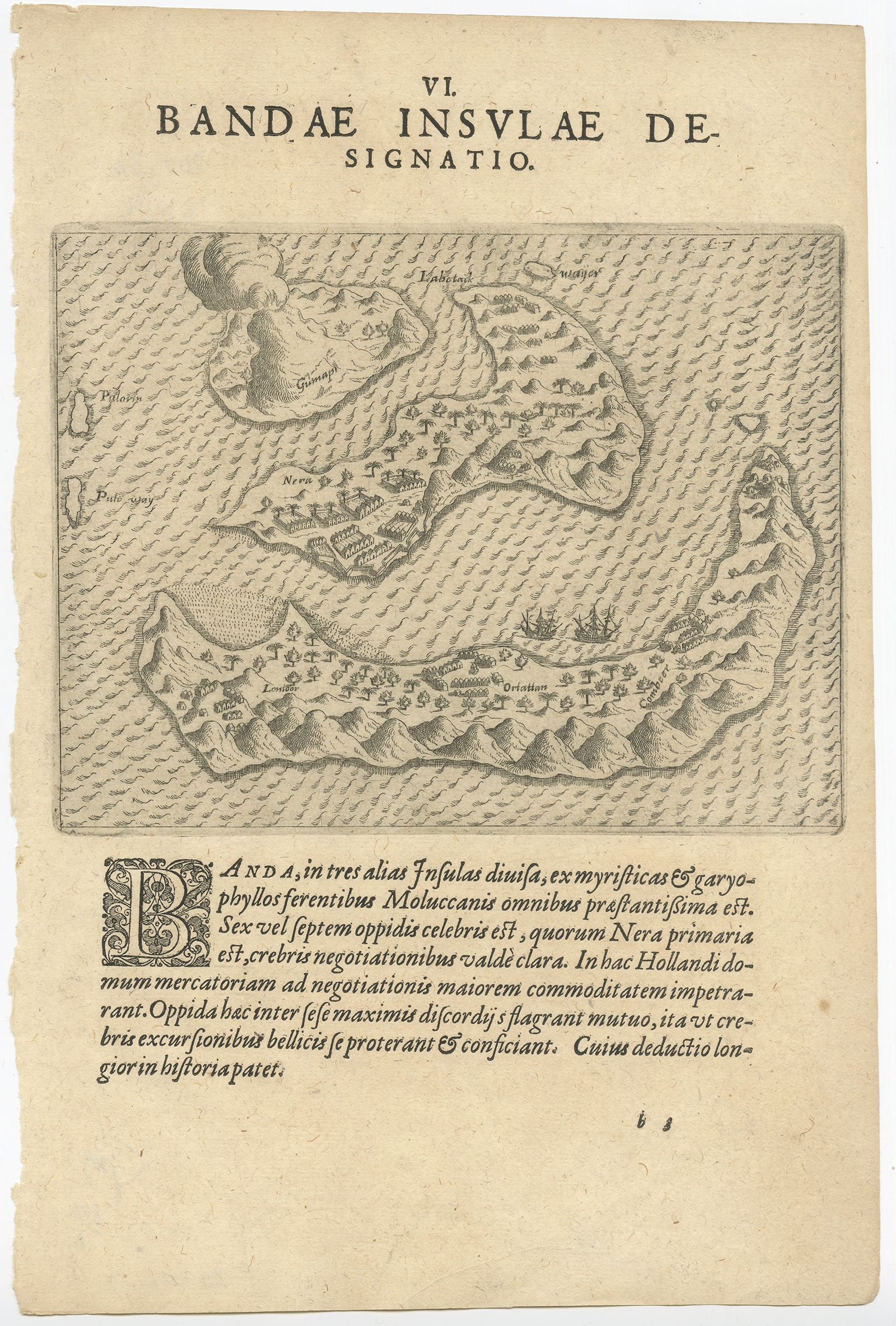 Antique Map of the Banda Islands by De Bry (c.1600)