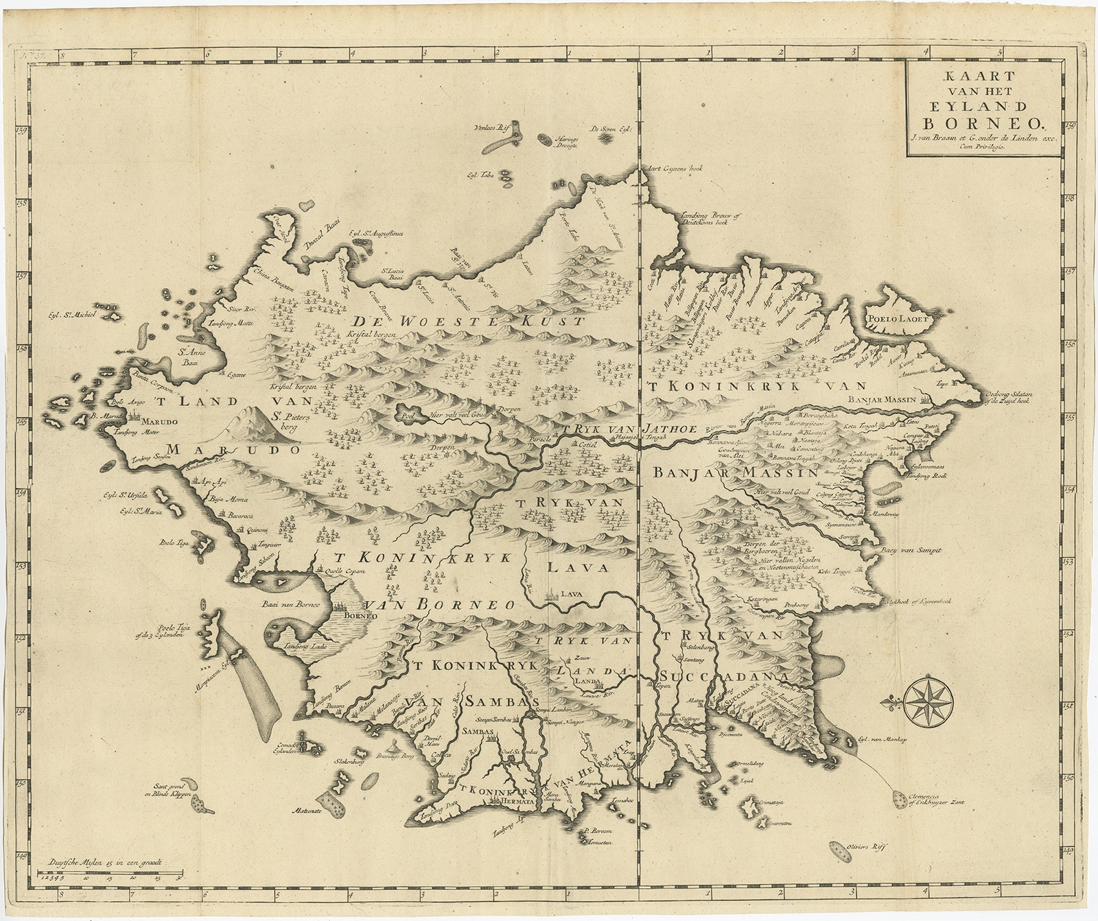Kaart van het Eyland Borneo – Valentijn (1726)