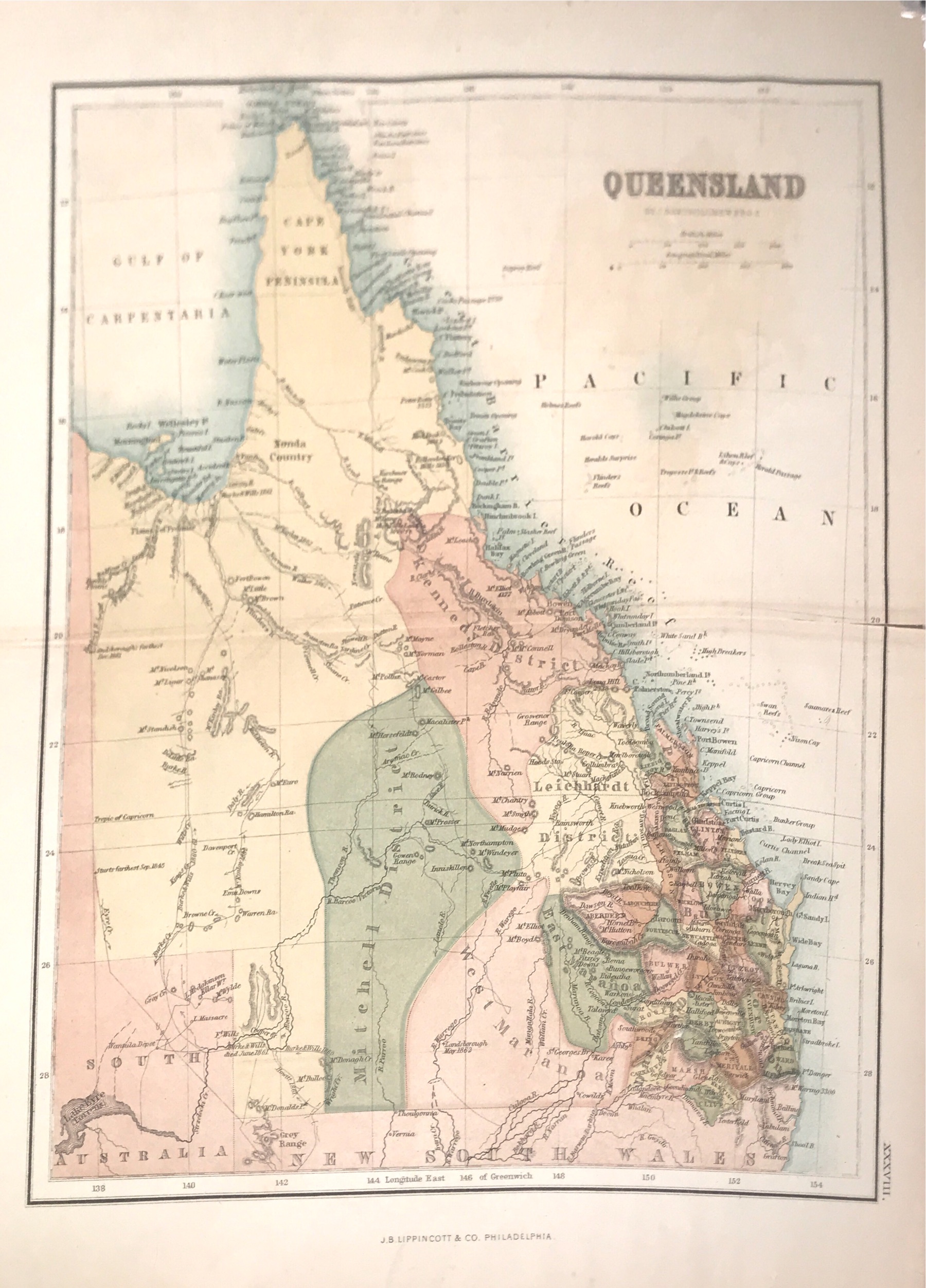 Map of Queensland – Bartholomew (c.1886)