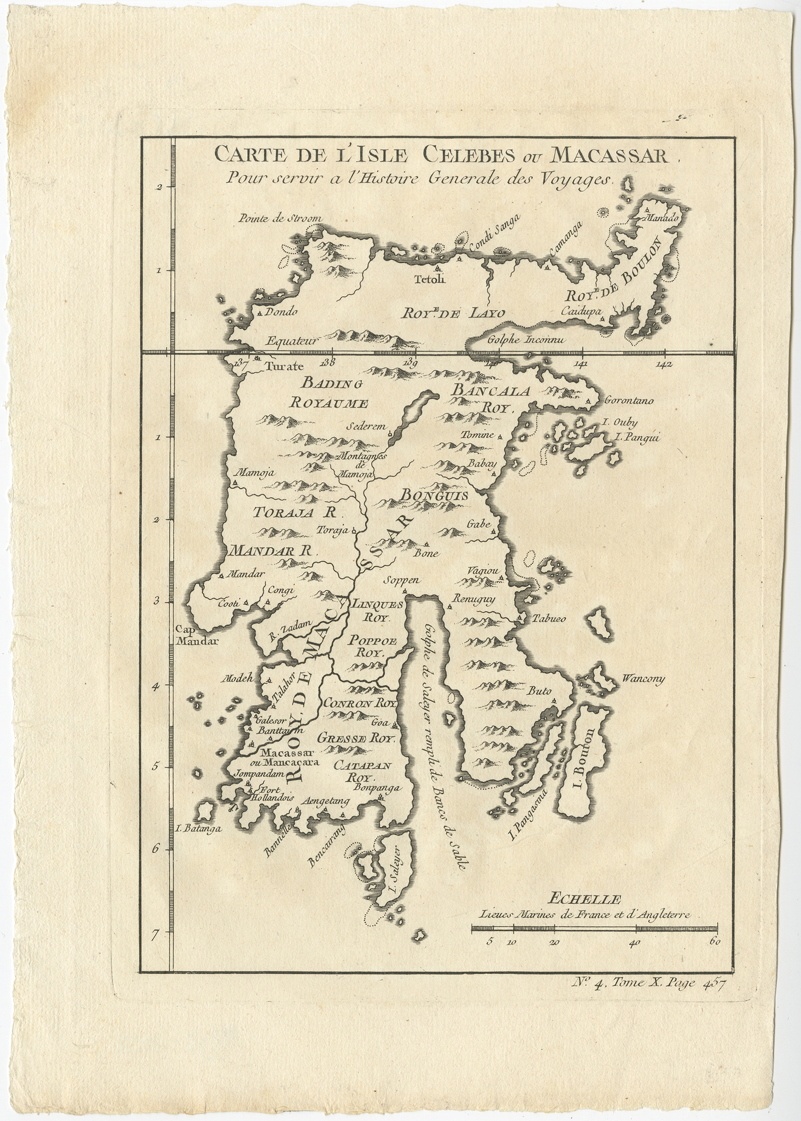 Antique Map of Celebes (Sulawesi) by Bellin (1757)