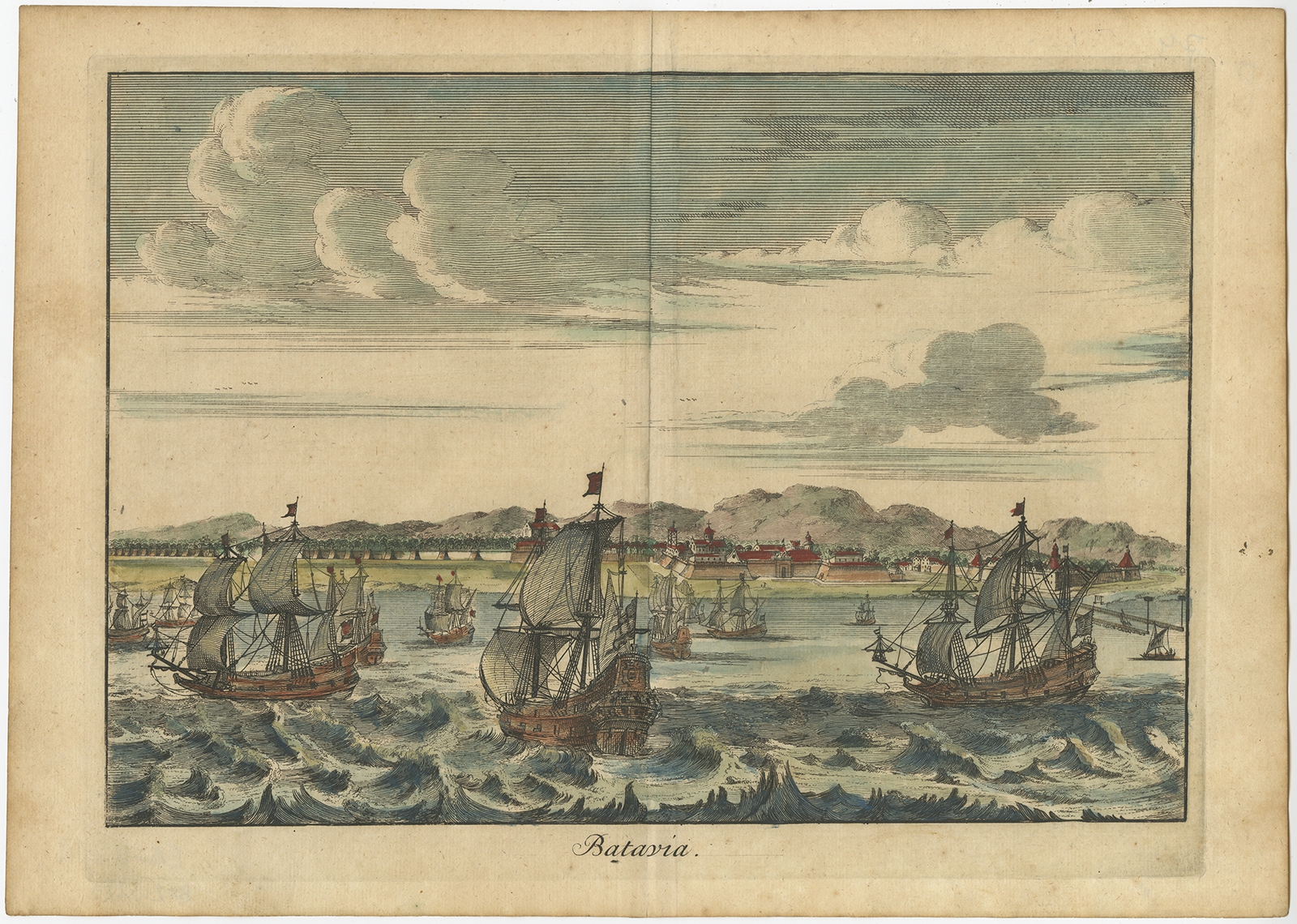 Antique Print of Batavia by Halma (1705)