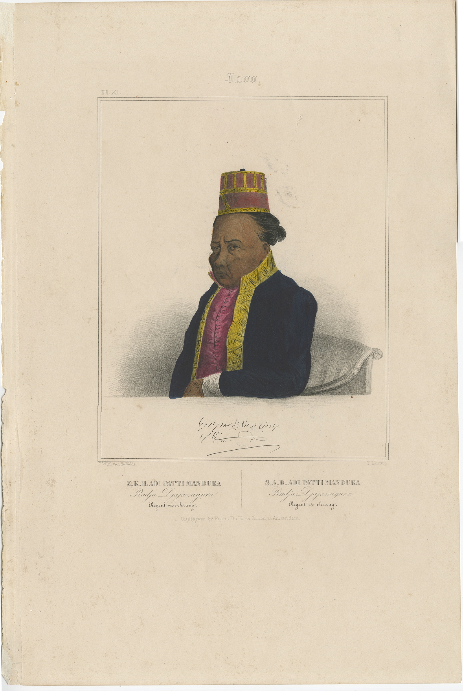 Antique Portrait of Adi Patti Mandura by Van de Velde (1844)