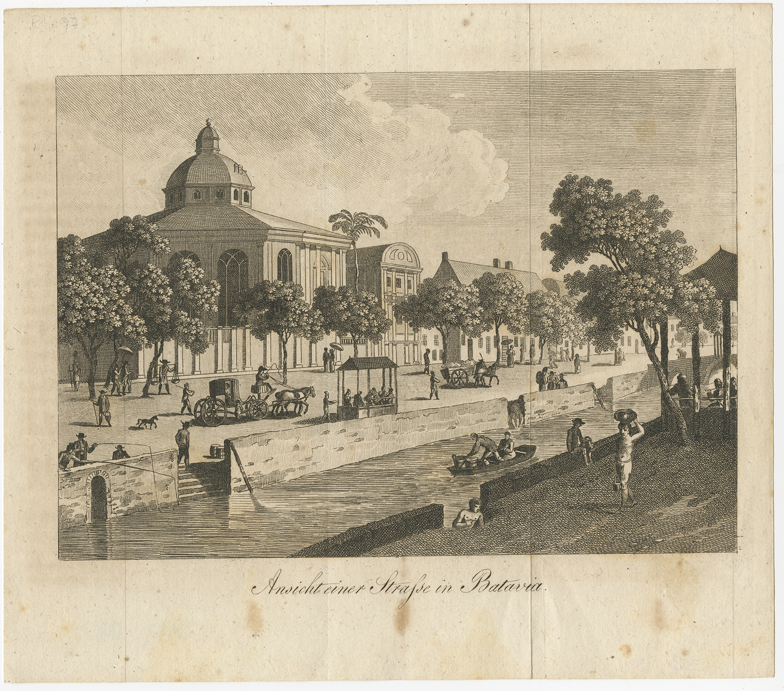 Antique Print of Batavia (c.1820)