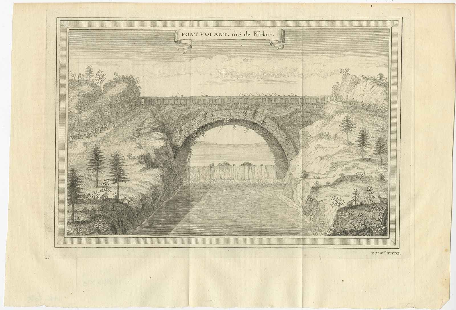 Antique Print of the Flying Bridge in China by Prévost (1746)