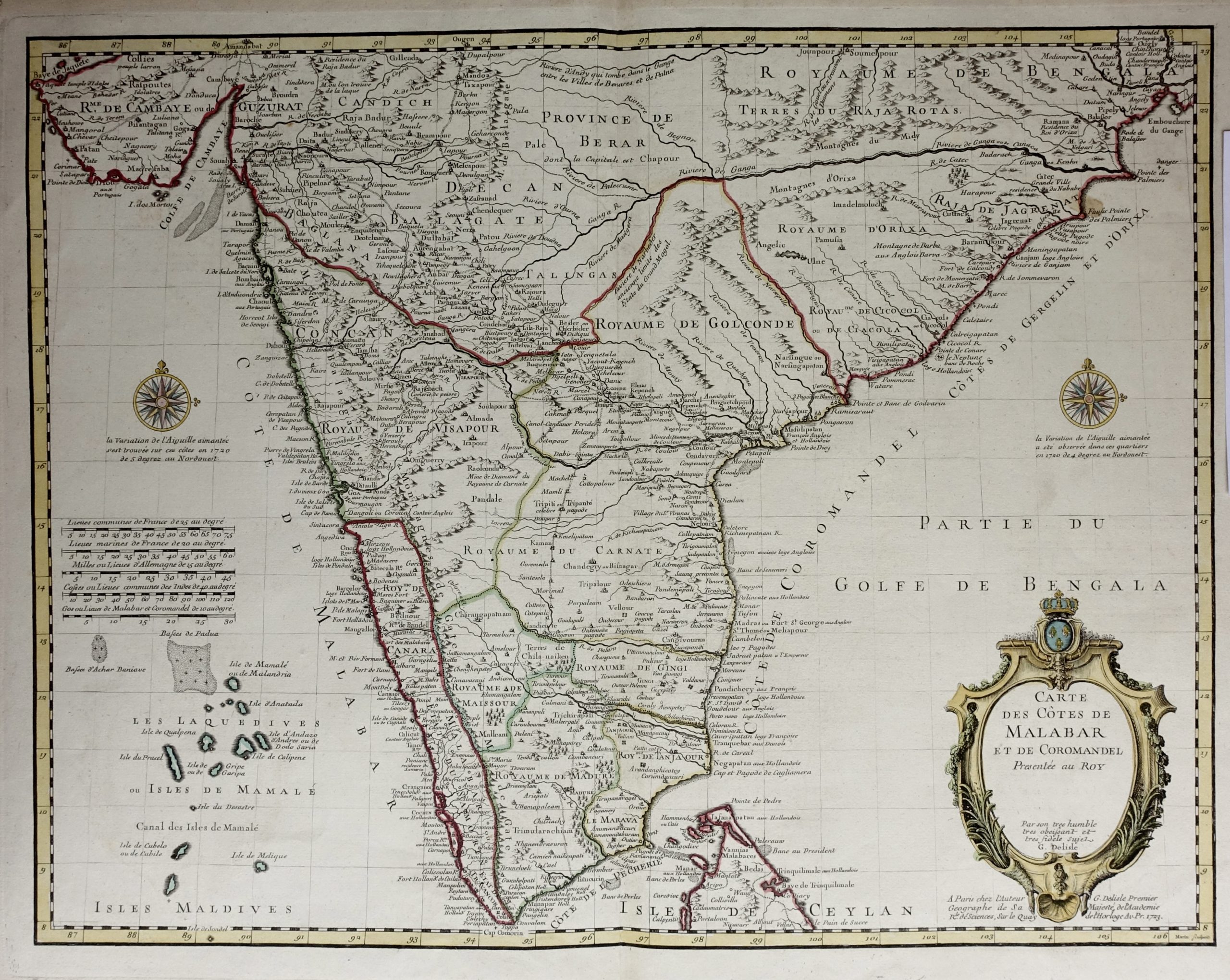 Antique Map of India and Sri Lanka – Delisle (1722)