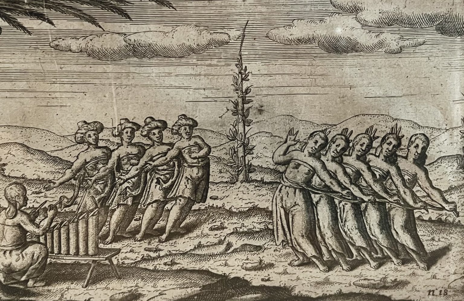 Antique Print Javanese Dancers by I. Commelin (c.1650)