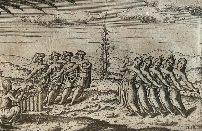 Antique Print Javanese Dancers by I. Commelin (c.1650)