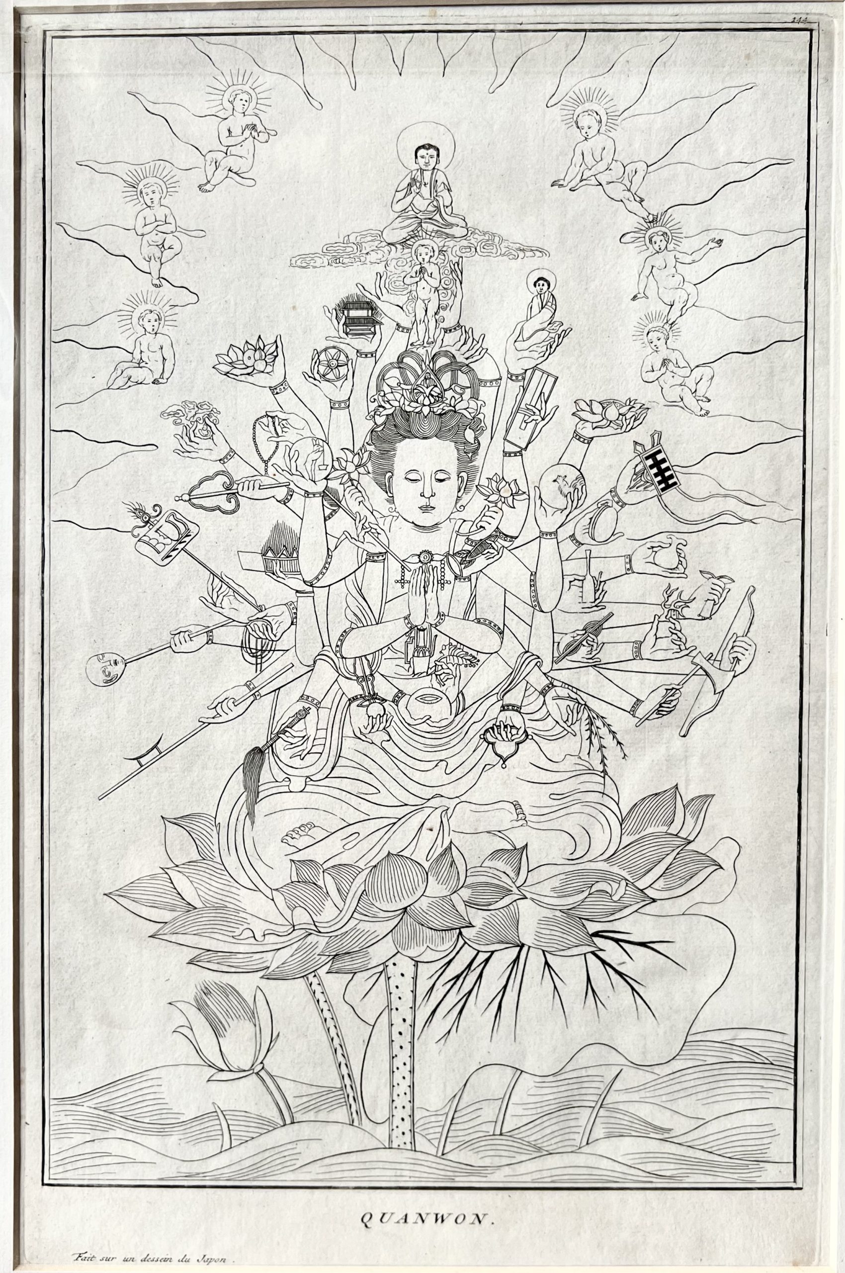 Antique Print of Quanwon by Picart (1727)