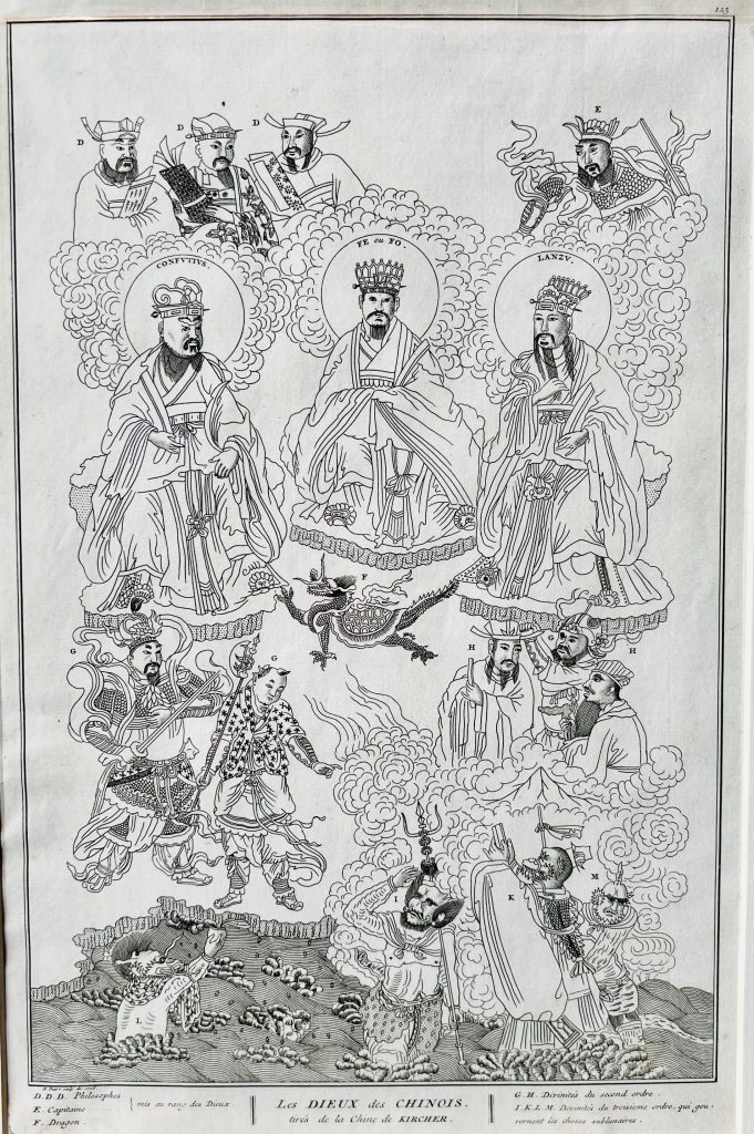 Antique Print of Chinese Gods by Picart (1727)