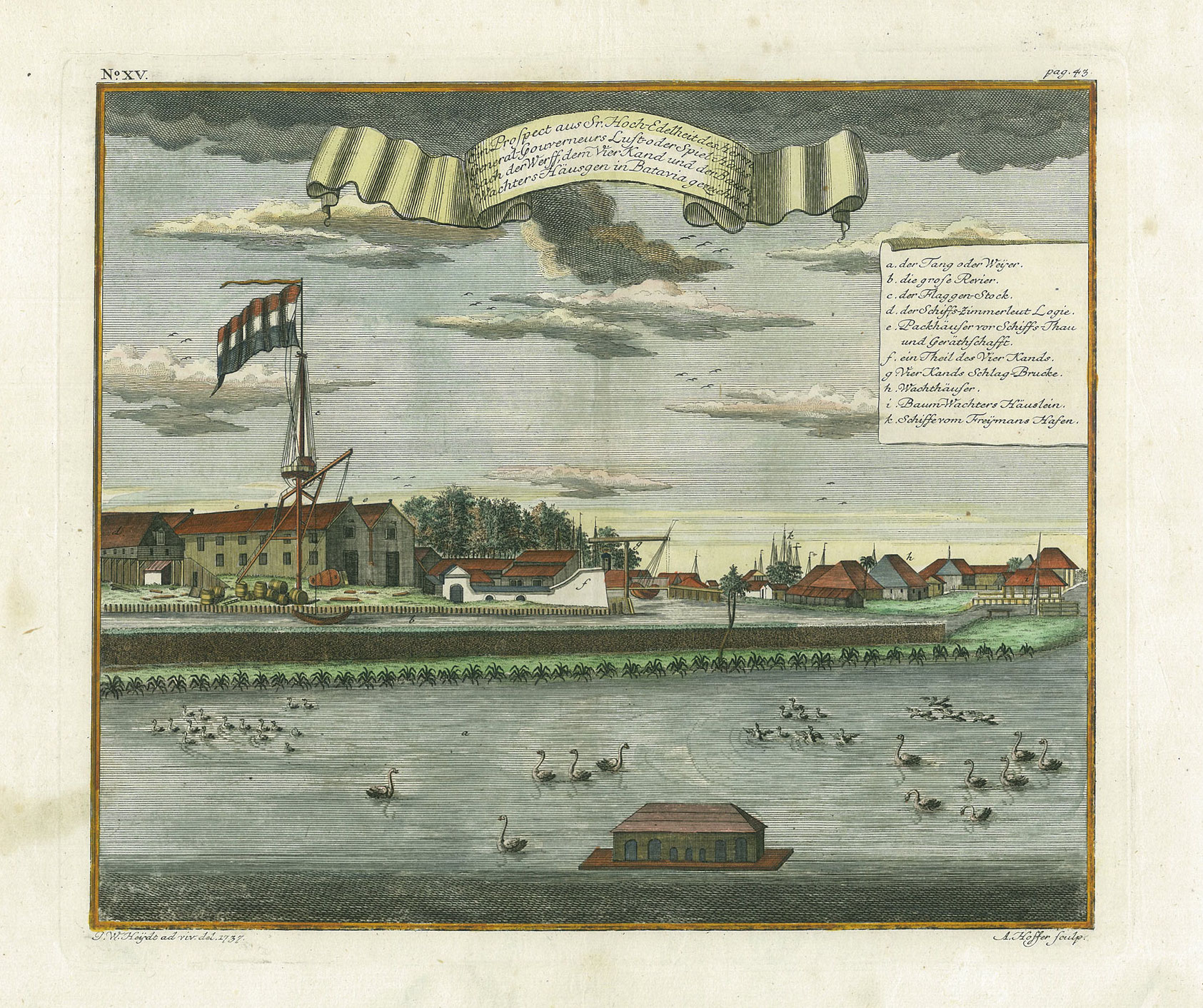 Antique Print Batavia’s Poor House by J.W. Heydt (c.1737)