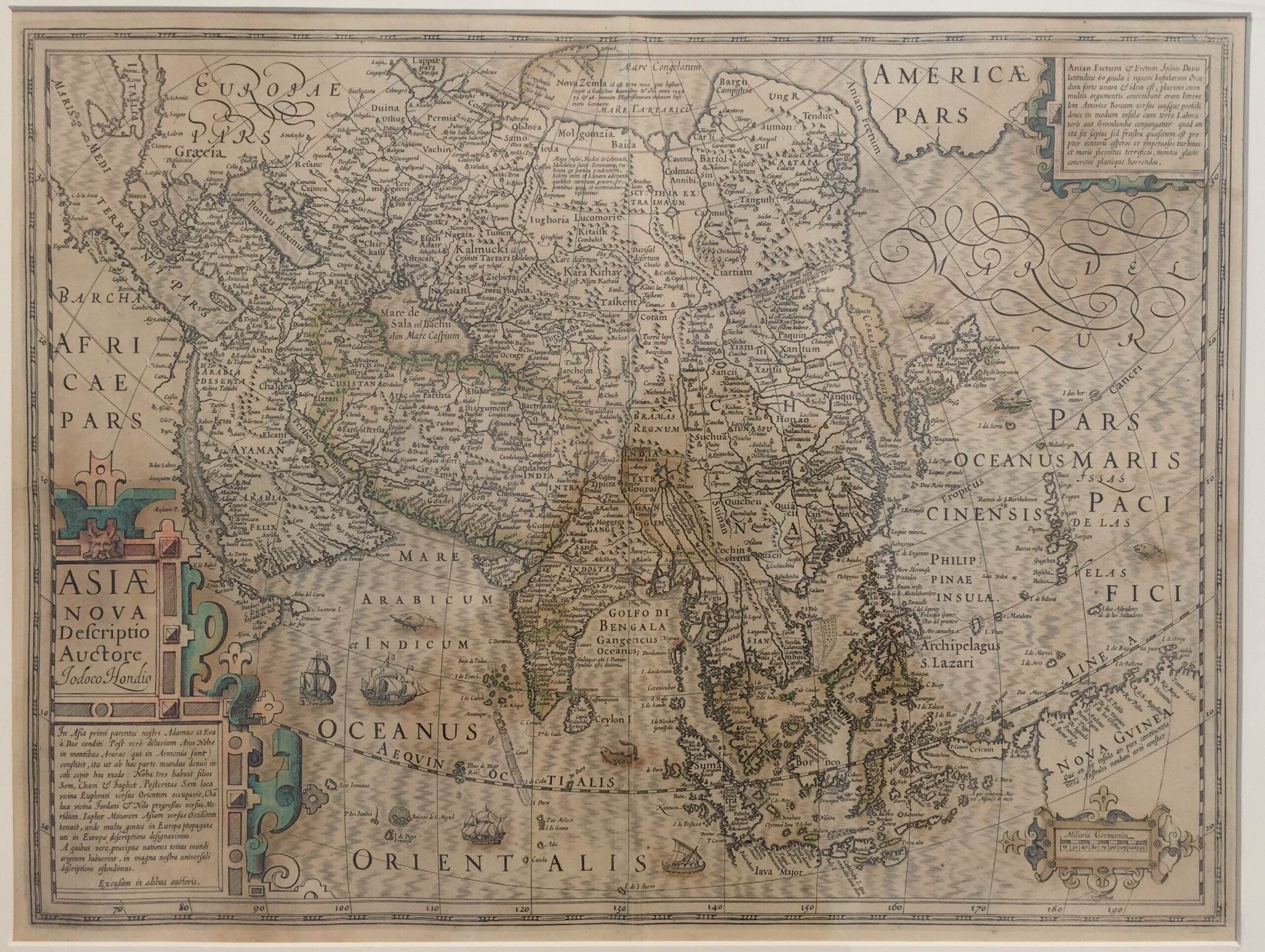 Antique Map of Asia by Hondius (c.1619)