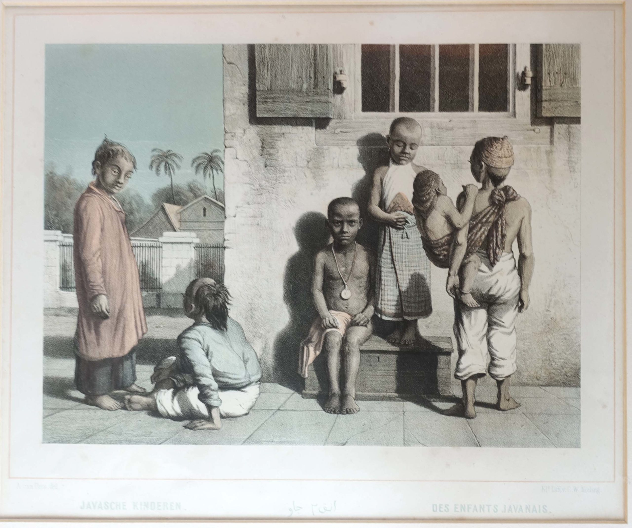 Antique Print of Javanese Children by Van Pers (c.1858)