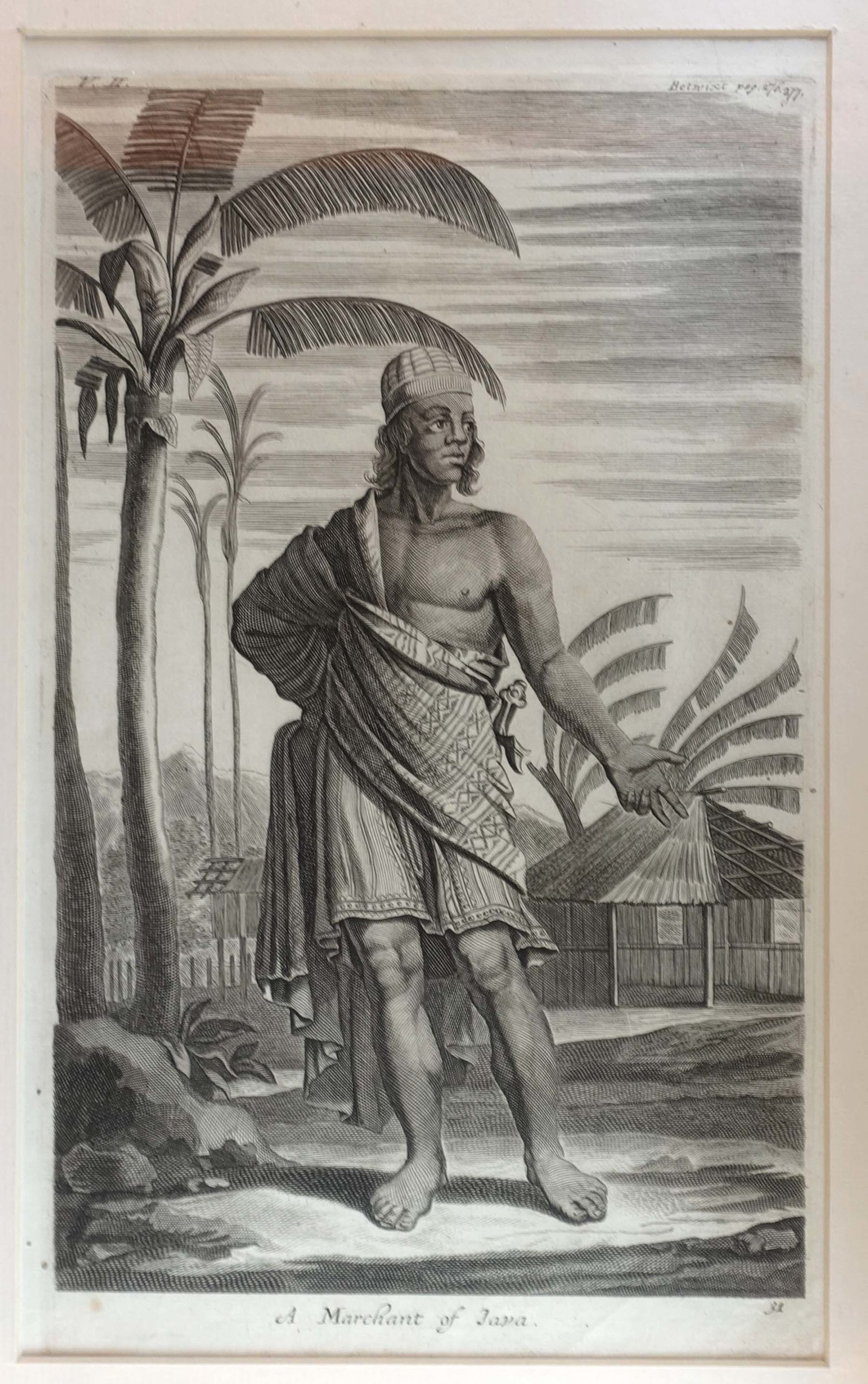 Antique Print of a Javanese Merchant by Churchill (c.1730)