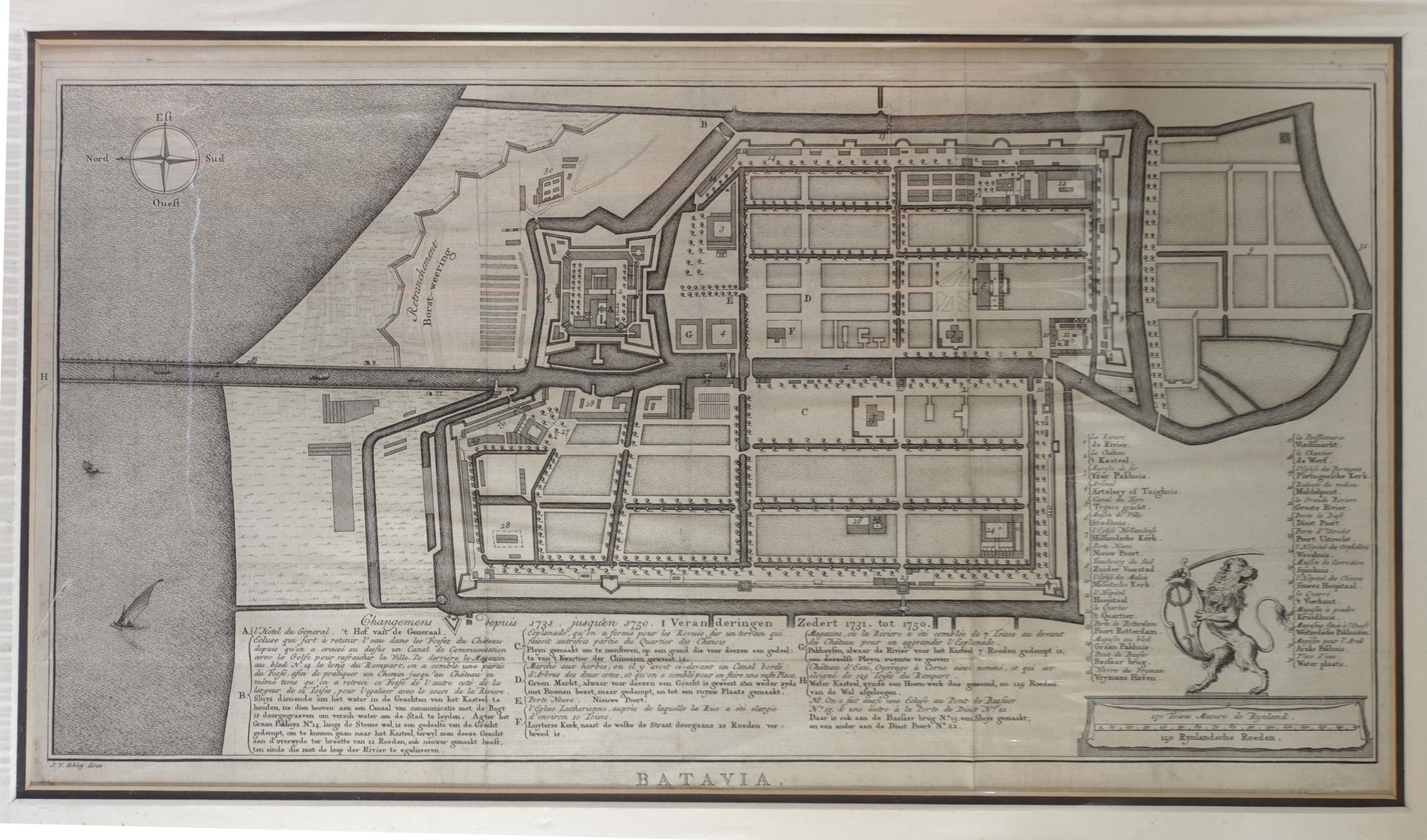Antique Map of Batavia by Van Schley (c.1750)
