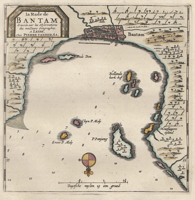 Antique Map Bay of Banten (Java) by Van der Aa (1719)