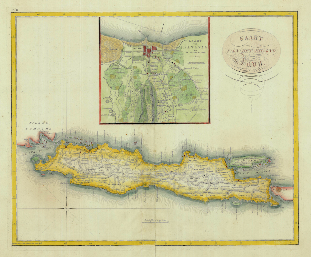 Antique Map Java by Van den Bosch (1818)