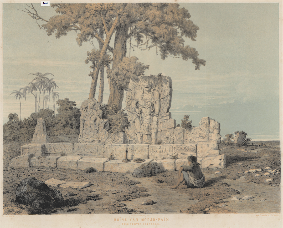 Antique Print Modjo Paid Ruins by Mieling (c.1852)