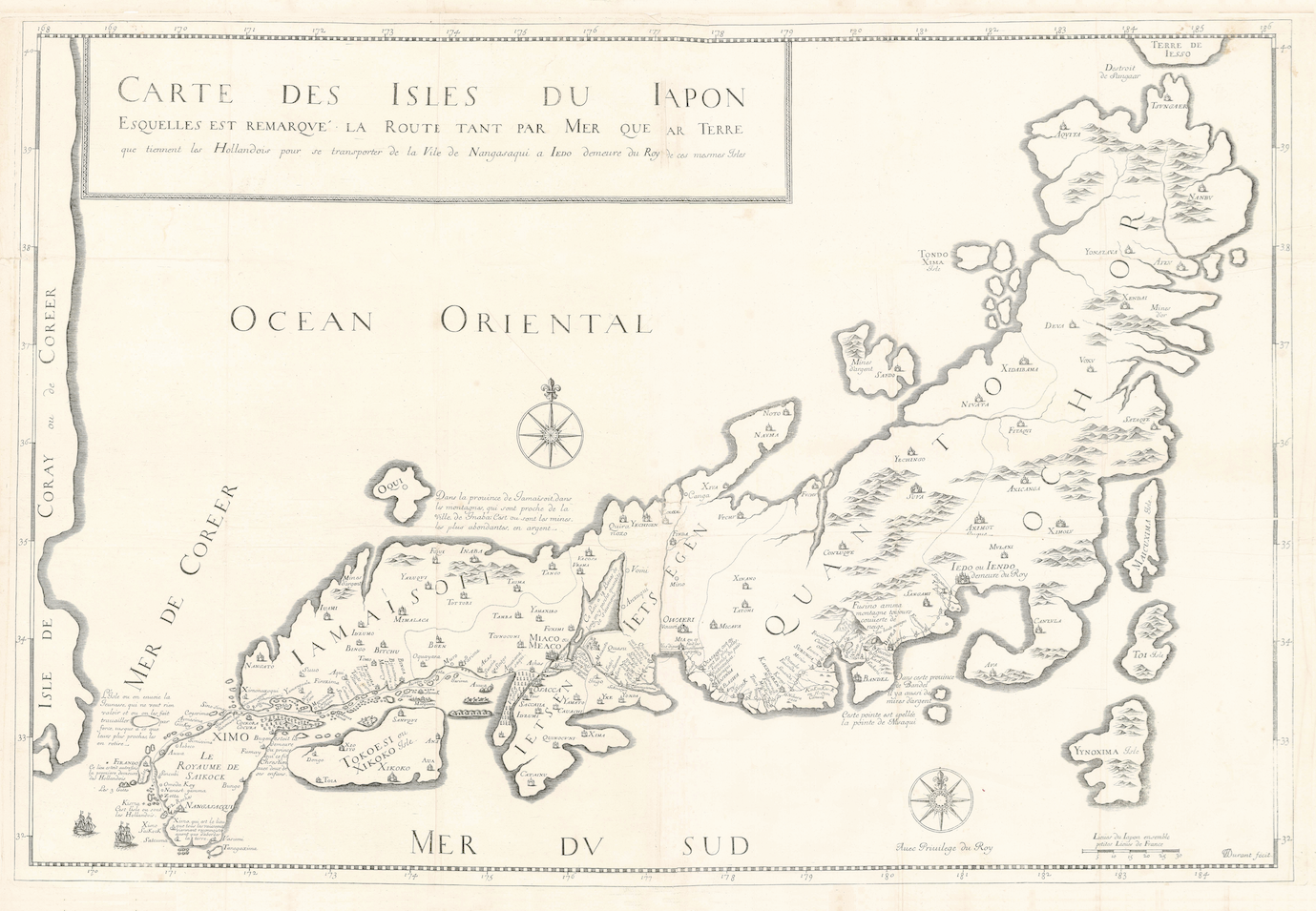 Antique Map Japan by J.L. Durant (1679)