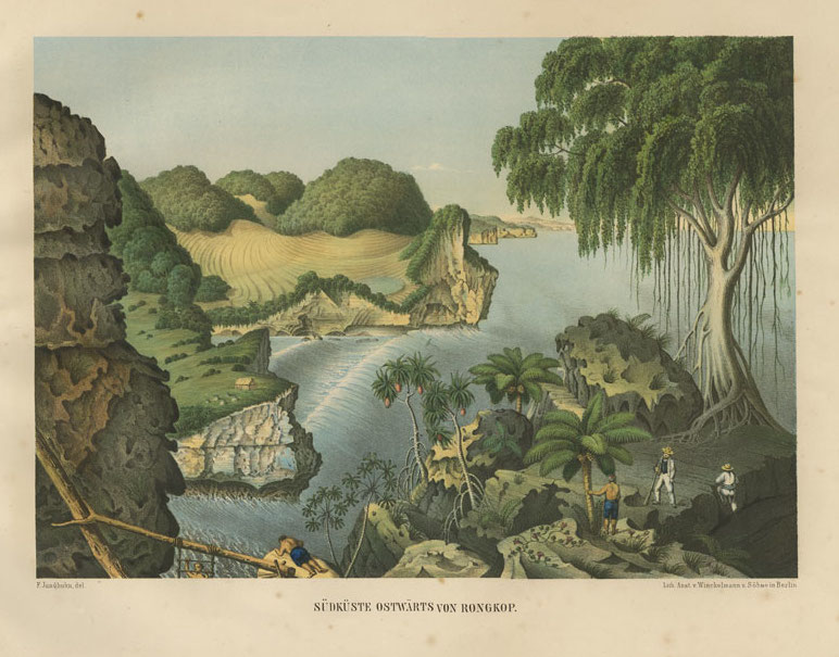 Antique Print Südküste ostwarts von Rongkop by Junghuhn (c.1853)