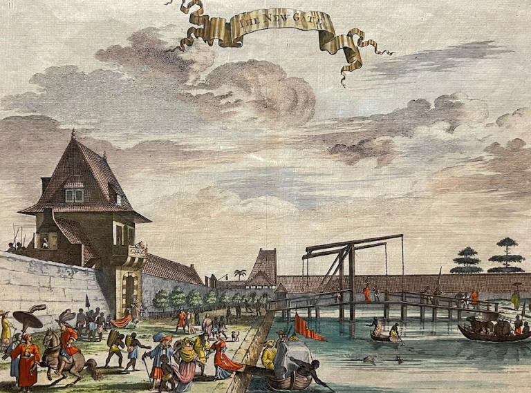 Antique Print of the New Gate of Batavia by Nieuhof (1682)