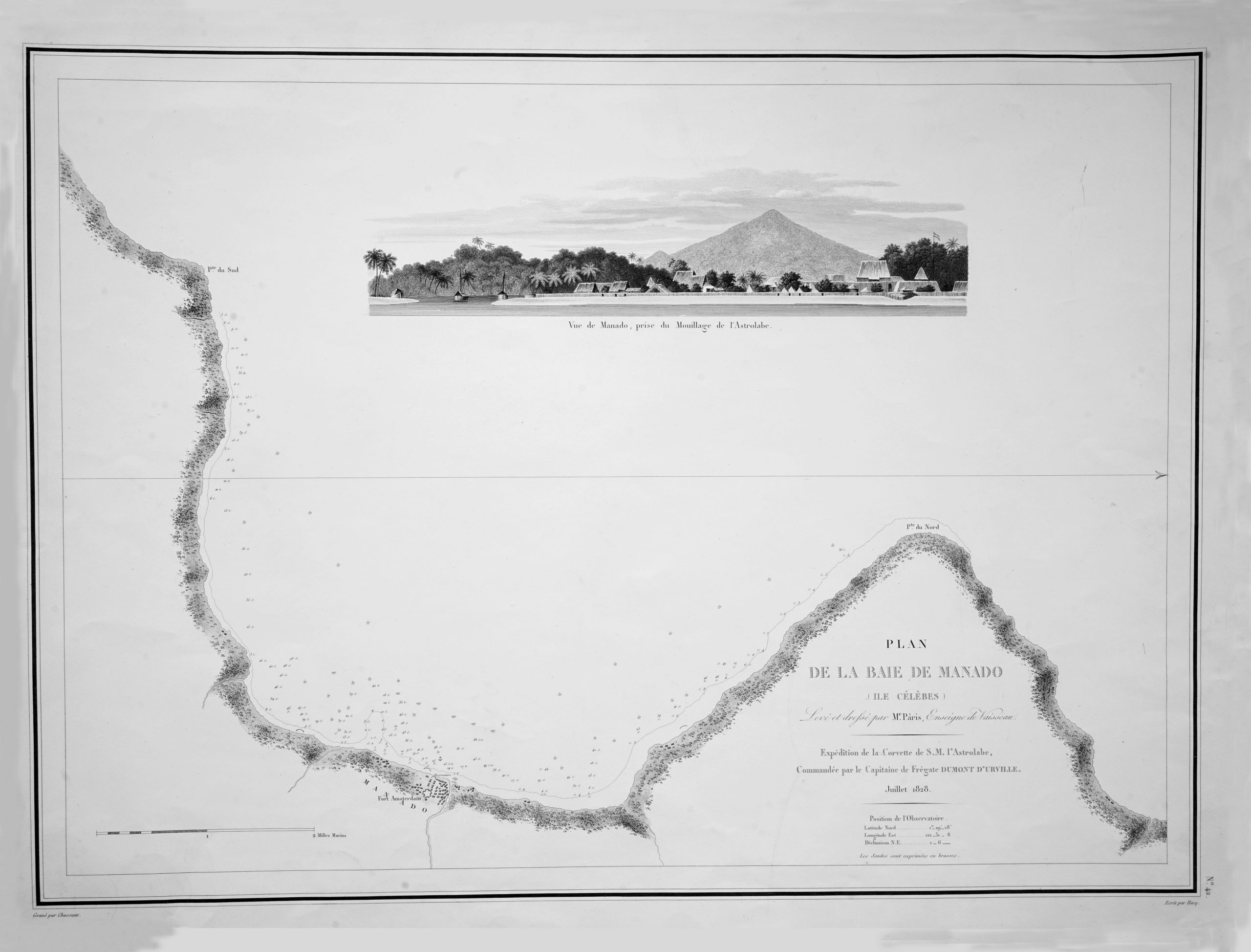 Map of Manado Bay – Dumont d’Urville (c.1828)