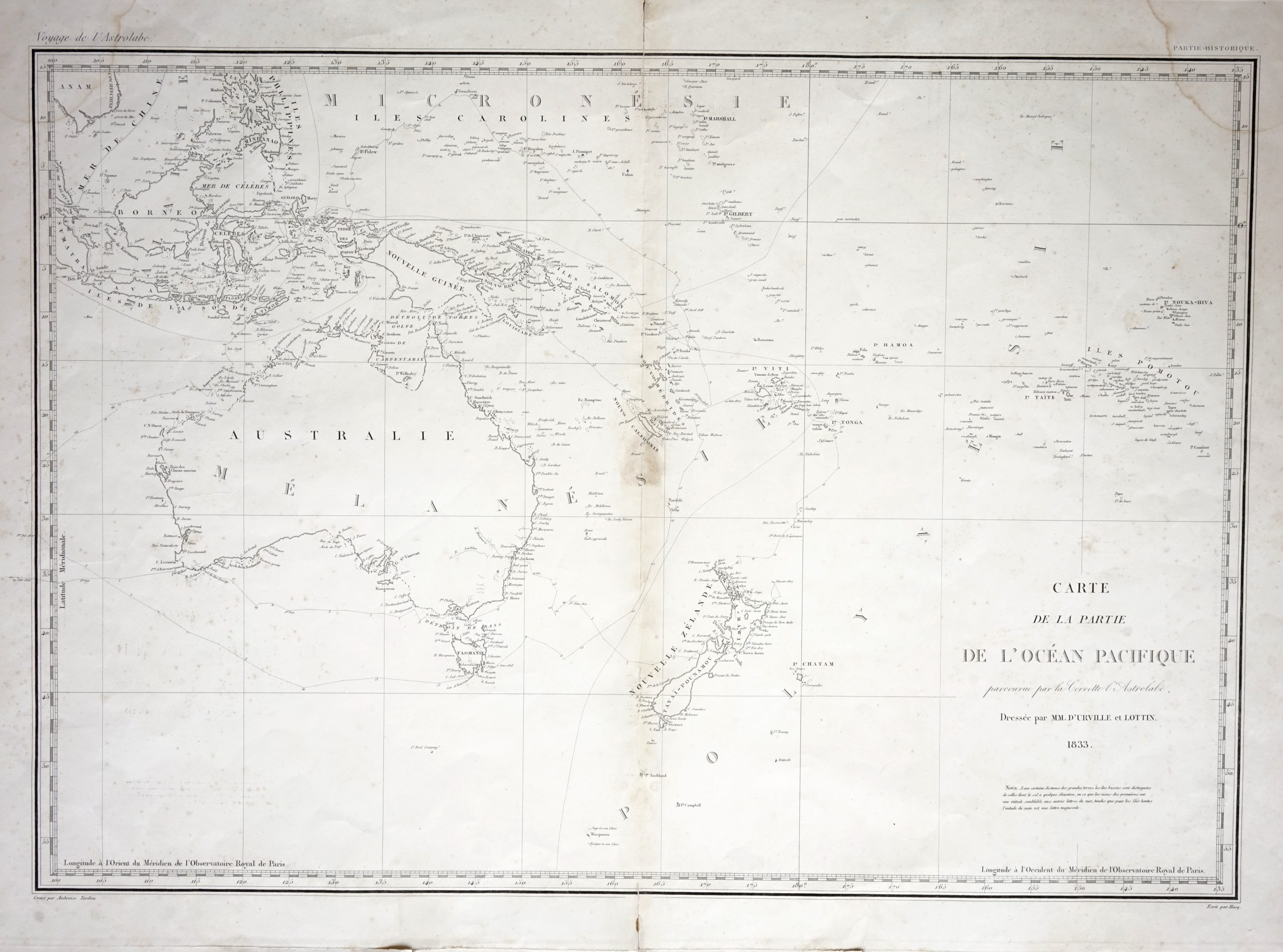 Map of Australia, New Zealand and the East Indian Islands – Tardieu (c.1833)