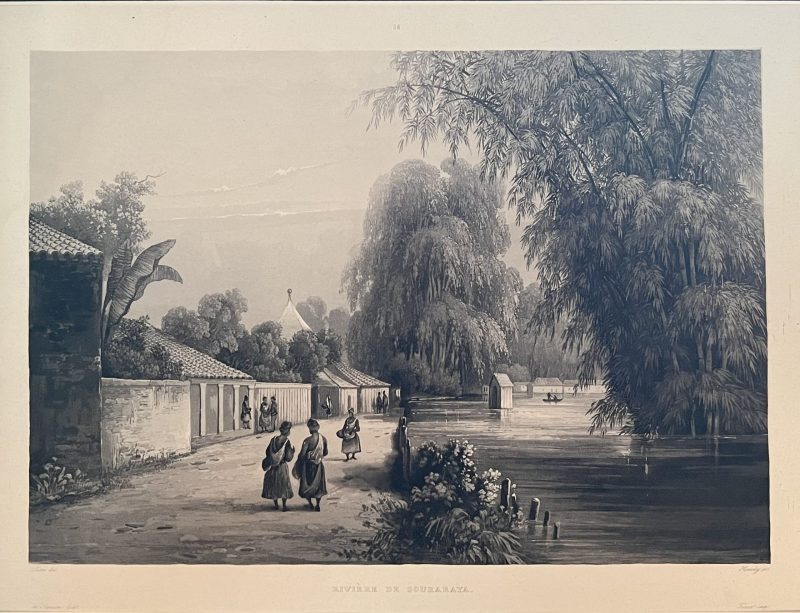 Antique Print of Surabaya River – Himely (c.1835)