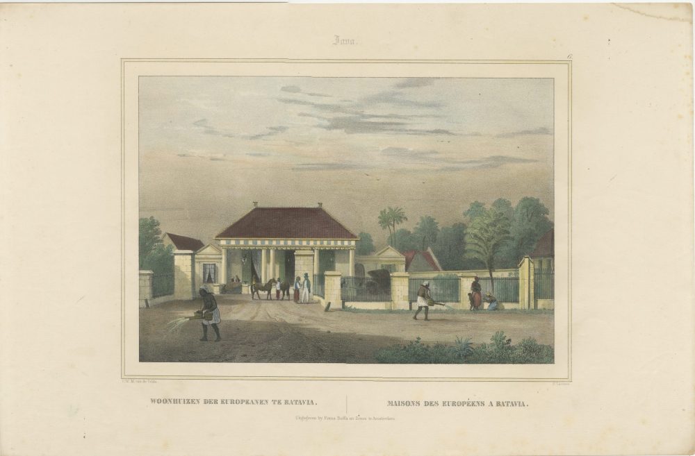 Antique Print of Colonial Houses – Lauters (c.1845)