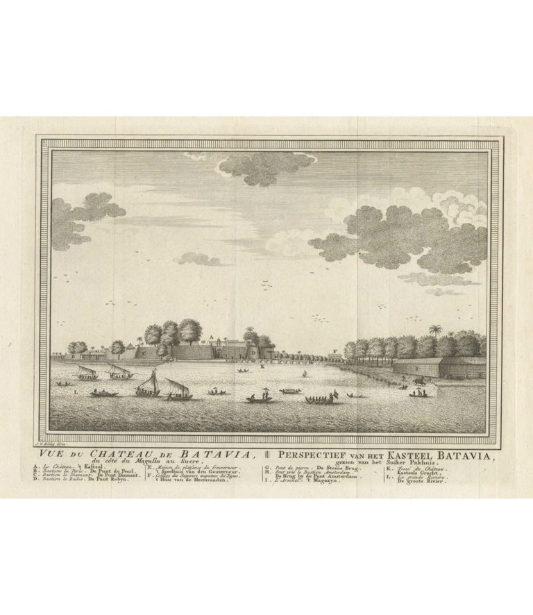 Antique Print of Capital Batavia in the Dutch East Indies – Schley (c.1752)